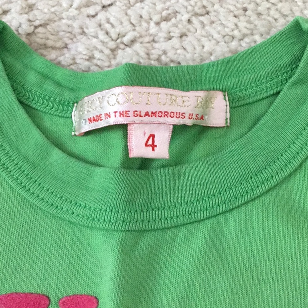 Juicy Couture Girls Kids Green and Pink Short Sleeve Tee 4 - Picture 4 of 6